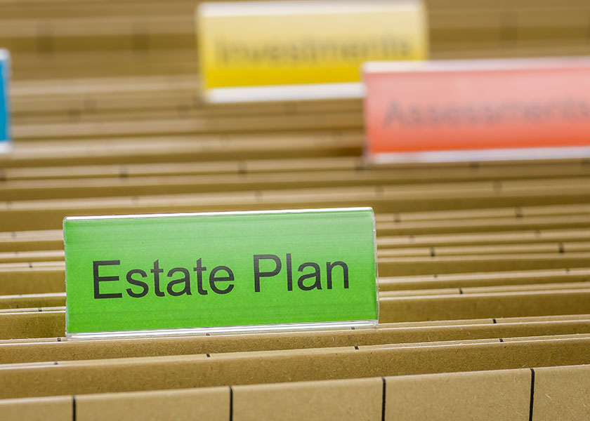 File folders with estate plan