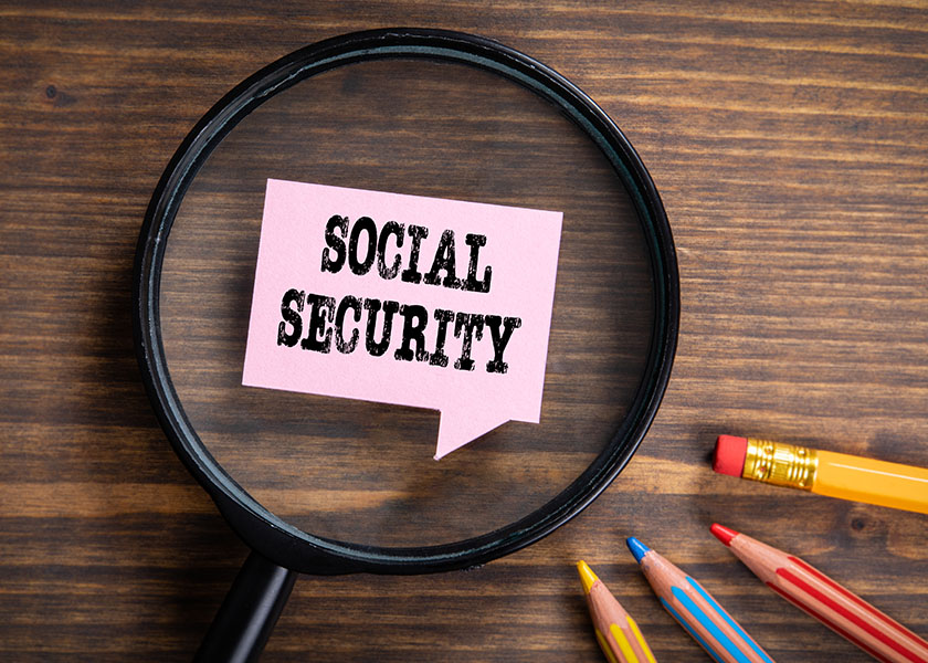 Magnified text box that says “Social Security”